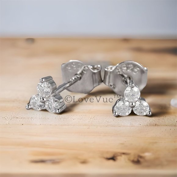 0.20ct. t.w. Diamond Tri-stone Brilliant Cut Stud Earrings - Picture 6 of 16